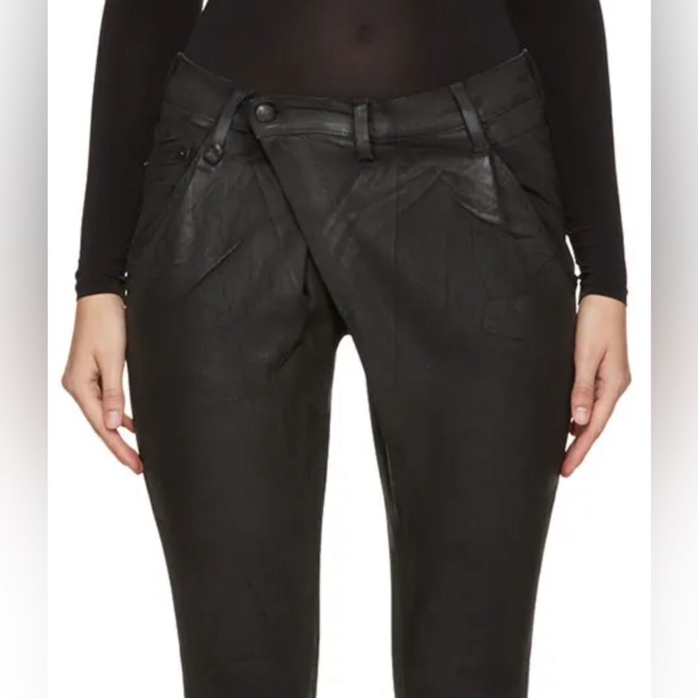 R13 Black Waxed X-Over Jeans
